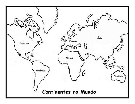 Desenho Do Mapa Do Mundo Com Os Continentes Para Colorir E Imprimir