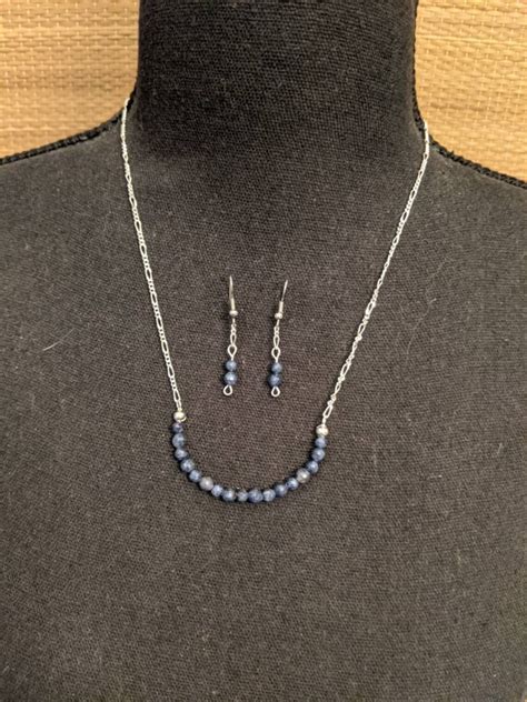 Sapphire Necklace And Earrings Set Etsy