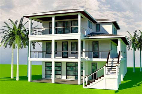 Plan 15238nc Elevated Coastal House Plan With 4 Bedrooms In 2020
