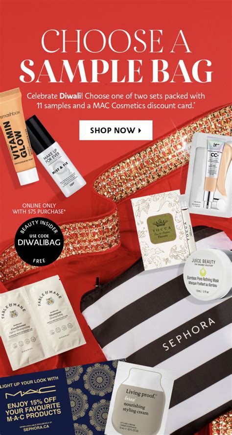 Buy cheap pills with discount. SEPHORA CANADA PROMO CODE: Free Diwali Sample Gift Bag; 11 Samples + MAC Cosmetics Discount Card ...