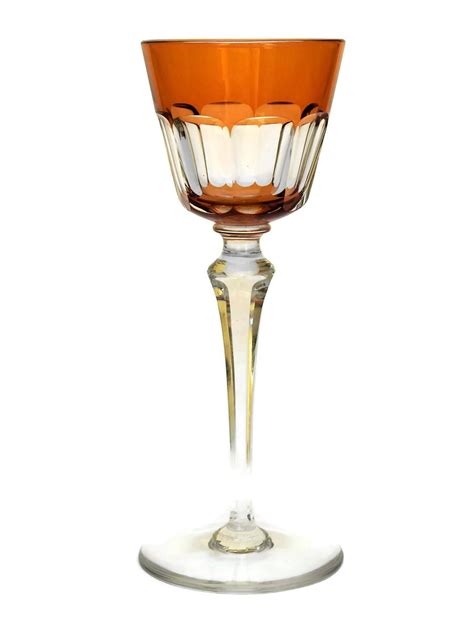 Set Of 6 Baccarat Harcourt Coloured Crystal White Wine Glasses