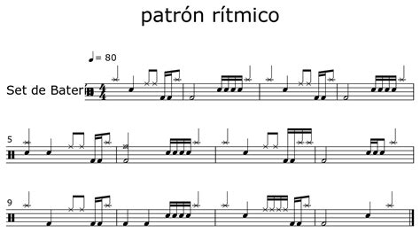 Patrón Rítmico Sheet Music For Drum Set