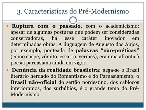 Principais Caracteristicas Do Pré Modernismo