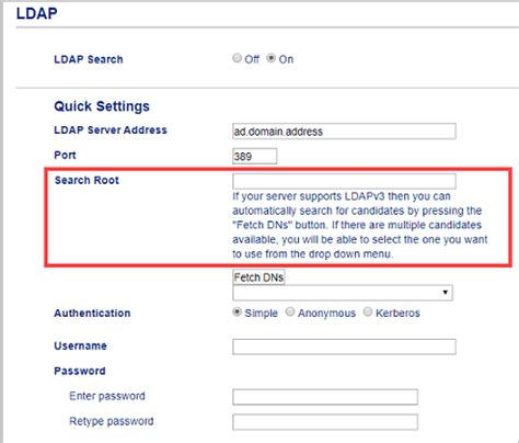 Configure the LDAP Settings (Active Directory Authentication Mode)