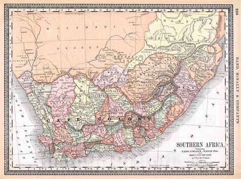 Historic Map 1884 Southern Africa Vintage Wall Art Historic Pictoric
