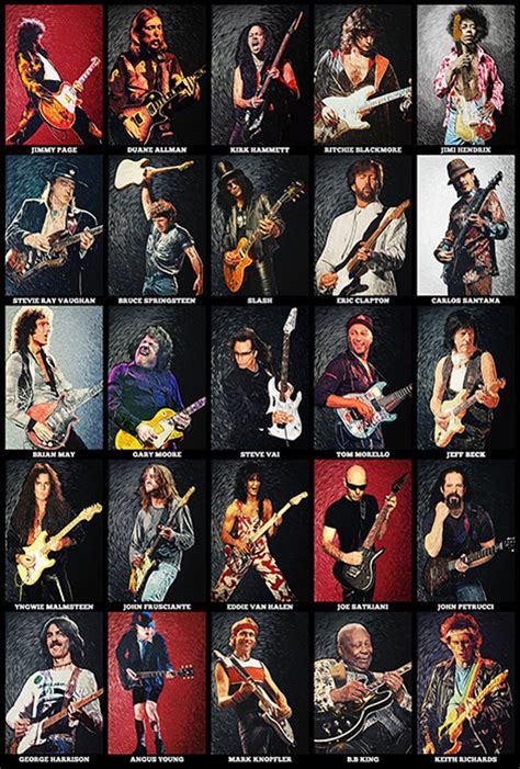 Greatest Guitarists Of All Time Collage Collage Art Rock Etsy