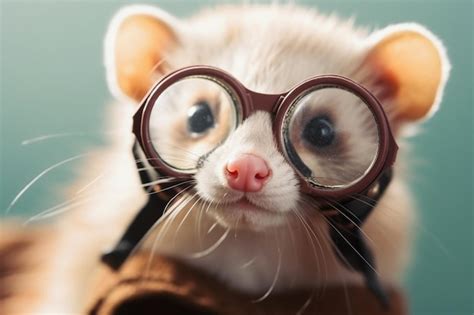 Premium Ai Image An Adorable Ferret With Aviator Glasses Peeping