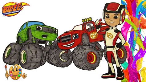 Boys love monster trucks and aj gets to drive one! Coloring Blaze and the Monster Machines : Pickle, Blaze ...