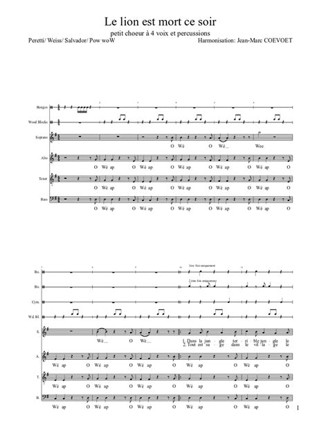 Le lion est mort Sheet music | Download free in PDF or MIDI | Musescore.com