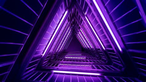 Wallpaper Lights Purple Neon Triangles 4k Photography