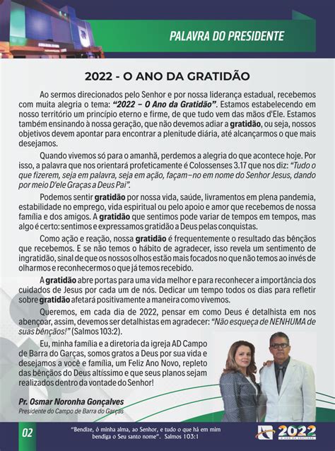 Agenda 2022 Igreja Evangélica Assembléia De Deus Barra Do Garças