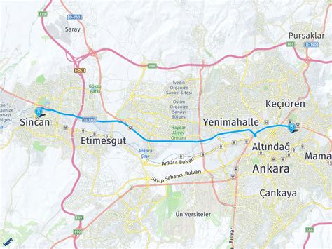 Ankara Sincan Ankara Cincin Harita. Ankara Sincan Ankara Cincin Yol Haritası.