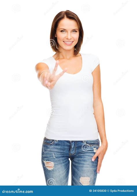 Woman Showing Victory Or Peace Sign Stock Photo Image Of Showing