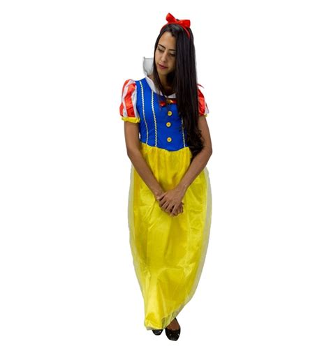 Fantasia Branca De Neve Adulto Feminino Com Tiara