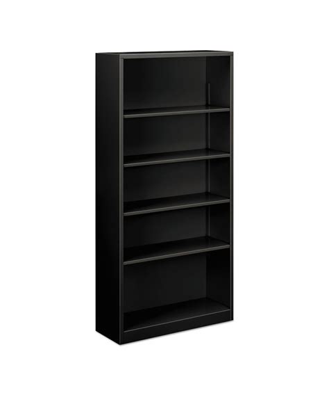Steel Bookcase 5 Shelf 345w X 1263d X 71h Black