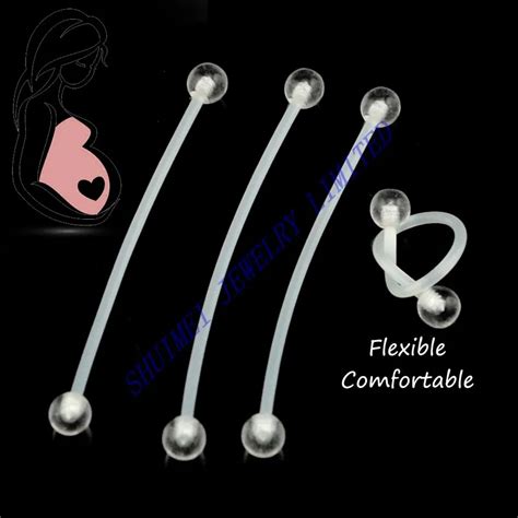 50pieces Bioplast Flexible Pregnancy Belly Button Ring Navel Bars Barbells Piercing Body Jewelry