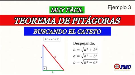 Teorema De Pitágoras Buscando El Valor De Un Cateto Ejemplo 3 Youtube