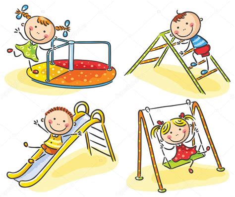 Kids On Playground — Stock Vector © Katerinadav 54163921