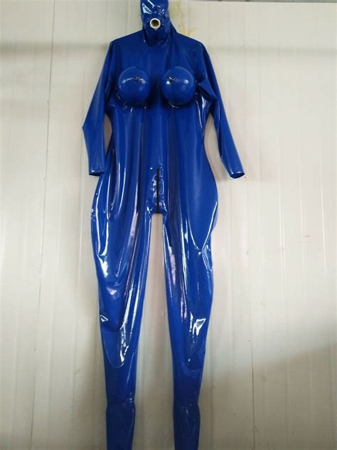 latex catsuit navy blue cosplay gummi sexy overall tight bodysuit 0 4mm s xxl ebay