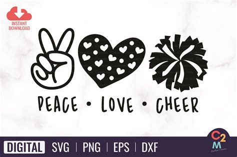 Peace Love Cheer SVG | Cheer SVG Gráfico por Creative2morrow · Creative