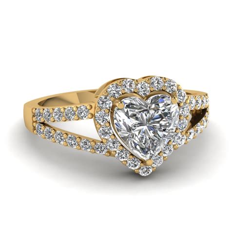 Heart Shaped Diamond Engagement Ring In 18k Yellow Gold Fascinating