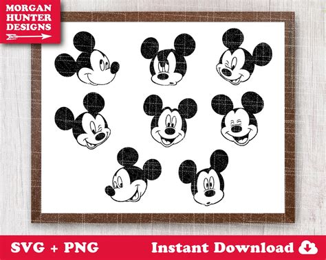 Mickey Mouse Expressions Faces Bundle Cut File For Circut Svg Etsy