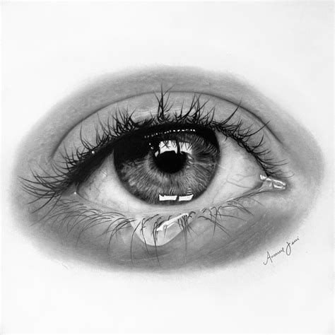 Hyper Realistic Teary Eye Pencil Drawing Graphite Pencil Drawings