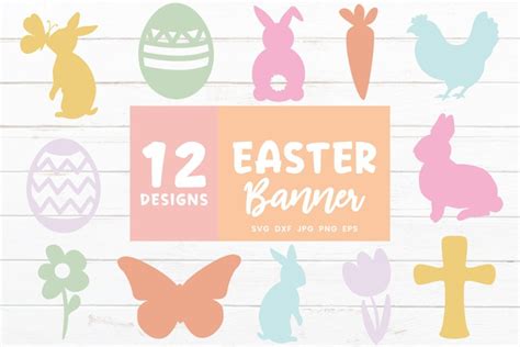 Easter Banner Svg Bundle |Spring Garland Cut File
