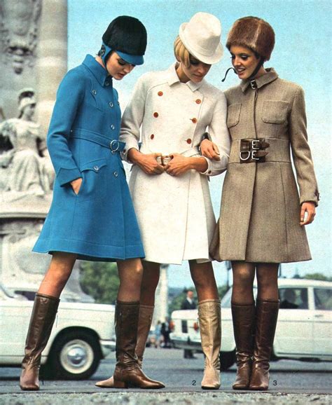 1960s Coats Blue White Brown Tan Modern Mod Style Twiggy Like