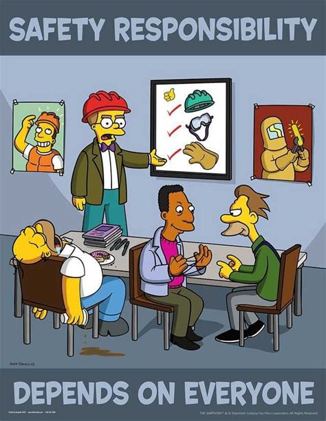Ppe And Work Saftey Advice From The Simpsons Safety Posters Workplace Safety Health And Safety