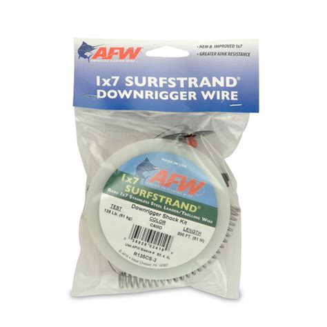 Afw Surfstrand Downrigger Wire Cable 1x7 Stainless Steel With Shock