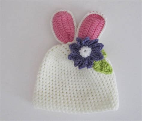 Items Similar To Easter Bunny Hat With Flower One Size Fits 12m 2t On