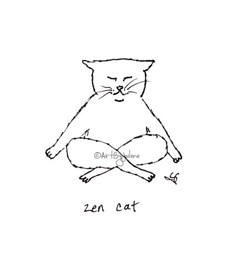Cat Art Zen Cat Yoga Cat Lover T Meditation Cat Yoga Etsy