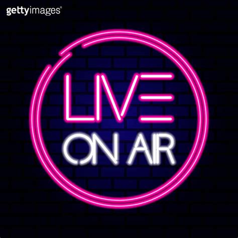 Live On Air Neon Sign On The Brick Wall Vector Illustration 이미지
