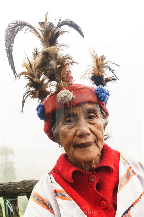 Portrait Old Filipino Woman Of Ifugao Mountain Tribes In National Dress