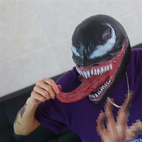New Spider Man The Venom Mask With Long Tongue Cosplay Etsy