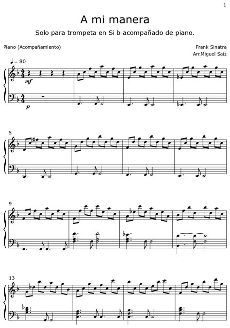 A Mi Manera Sheet Music For Piano