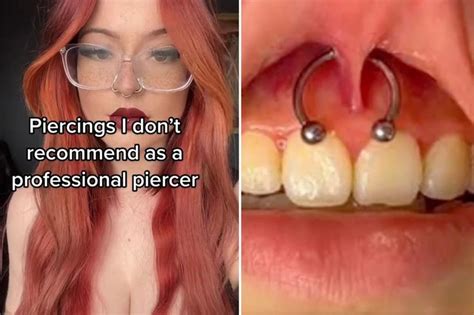 A Woman With Red Hair And Glasses Has Piercings On Her Nose And The