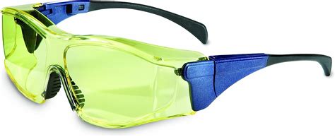 Uvex S3151 Ambient Otg Safety Eyewear Large Blue Frame Amber Ultra Dura Hardcoat Lens Safety