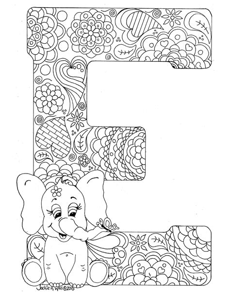 Letter E Colouring Page Jackie Wall Studio