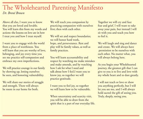 From daring greatly by brené brown | copyright © 2017 brené brown, llc. Parenting Manifesto Brene Brown - Child Development ...