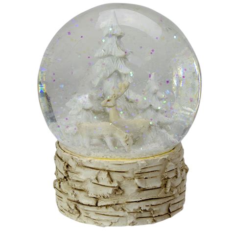 5 Beige And White Winter Wonderland Christmas Snow Globe
