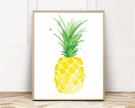 Pineapple Watercolor Print Tropical Bontanical Watercolor Art Etsy