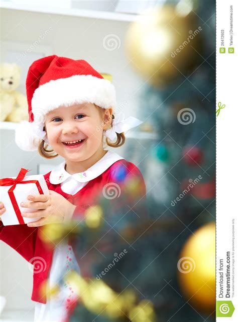 Little Santa Girl Stock Image Image Of Happiness Home 26472603