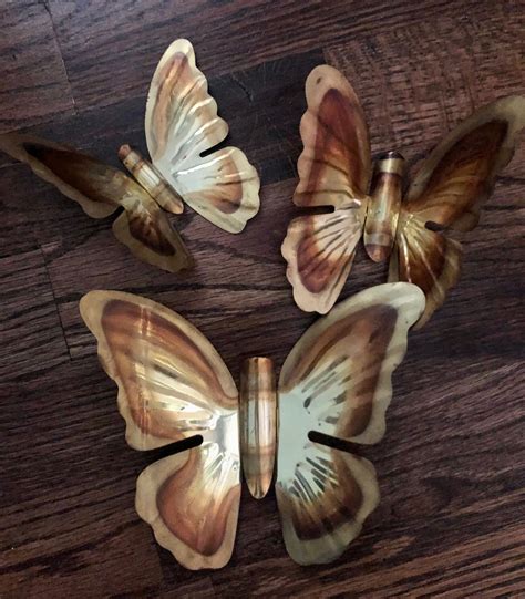 Set Of 3 Vintage Metal Butterflies Etsy