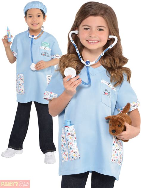 Kids Vet Costume Boys Girls Animal Doctor Fancy Dress Book Week Day