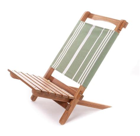 Concept of a road trip with family and friends. Vintage Green Stripe Wood 2 Piece Beach Chair