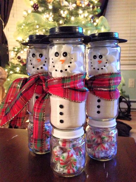 Baby Food Jar Snowmen Filled With Mini Marshmallows White Hot