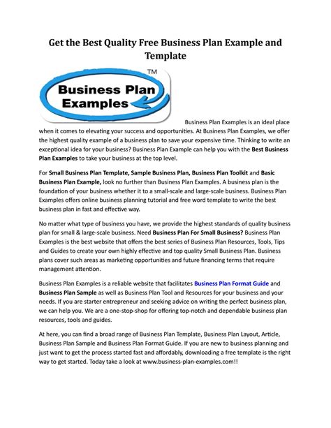 How To Write A Small Scale Business Plan Businesser