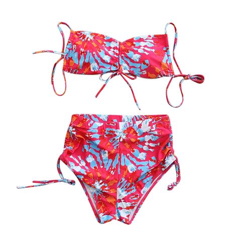 Womens Halter Swimwear Floral Printed Two Piece Bikini